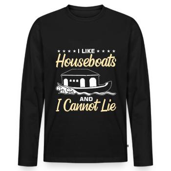 Witziger Hausboot Spruch - Männer Premium Bio Langarmshirt - Schwarz - Vorne - Nico (187cm)