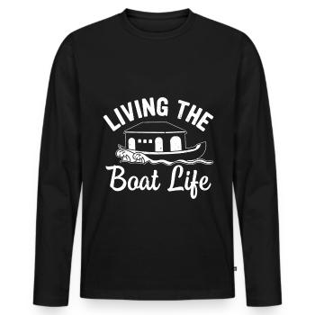 Witziger Hausboot Spruch - Männer Premium Bio Langarmshirt - Schwarz - Vorne - Nico (187cm)