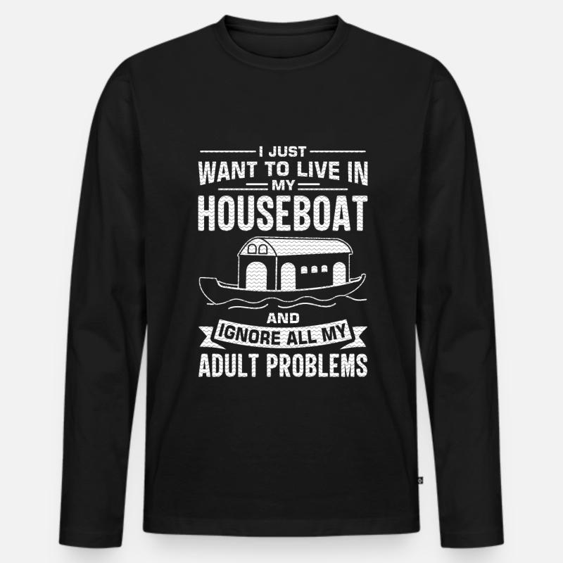 Witziger Hausboot Spruch - Männer Premium Bio Langarmshirt - Schwarz