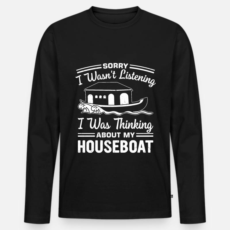 Witziger Hausboot Spruch - Männer Premium Bio Langarmshirt - Schwarz