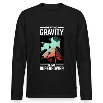 Funny parkour saying - Men's Premium Organic Long Sleeve Shirt - black - Front - Nico (187cm)