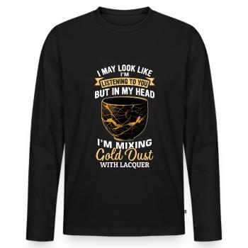 Conception japonaise de réparation de l’or Kintsukuroi - T-shirt manches longues Premium bio Homme - noir - Devant - Nico (187cm)