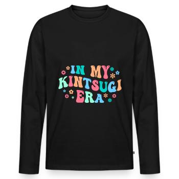 Conception japonaise de réparation de l’or Kintsukuroi - T-shirt manches longues Premium bio Homme - noir - Devant - Nico (187cm)