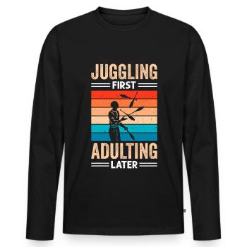 Drôle de dicton de jonglerie - T-shirt manches longues Premium bio Homme - noir - Devant - Nico (187cm)