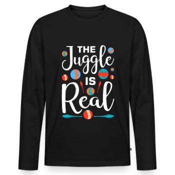 Drôle de dicton de jonglerie - T-shirt manches longues Premium bio Homme - noir - Devant - Nico (187cm)