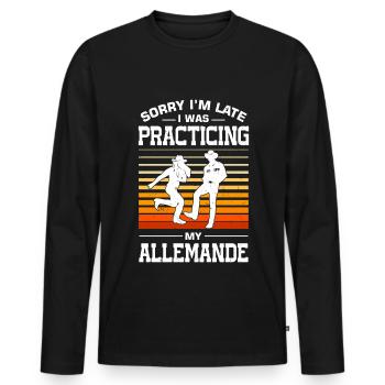 Witziger Square Dance Spruch - Männer Premium Bio Langarmshirt - Schwarz - Vorne - Nico (187cm)