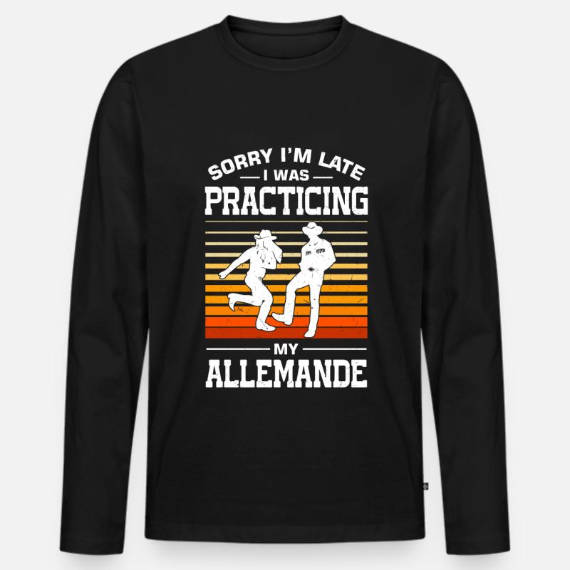Witziger Square Dance Spruch - Männer Premium Bio Langarmshirt - Schwarz