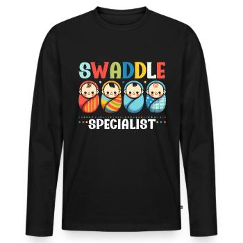 Infirmière en néonatalogie - T-shirt manches longues Premium bio Homme - noir - Devant - Nico (187cm)