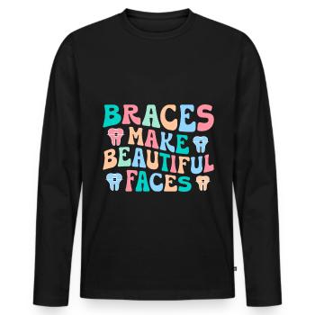 Zahnspange Kieferorthopäde - Männer Premium Bio Langarmshirt - Schwarz - Vorne - Nico (187cm)