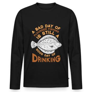 Flunder Fischer Spruch - Männer Premium Bio Langarmshirt - Schwarz - Vorne - Nico (187cm)