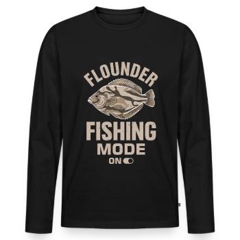 Flunder Fischer Spruch - Männer Premium Bio Langarmshirt - Schwarz - Vorne - Nico (187cm)