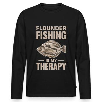 Flunder Fischer Spruch - Männer Premium Bio Langarmshirt - Schwarz - Vorne - Nico (187cm)