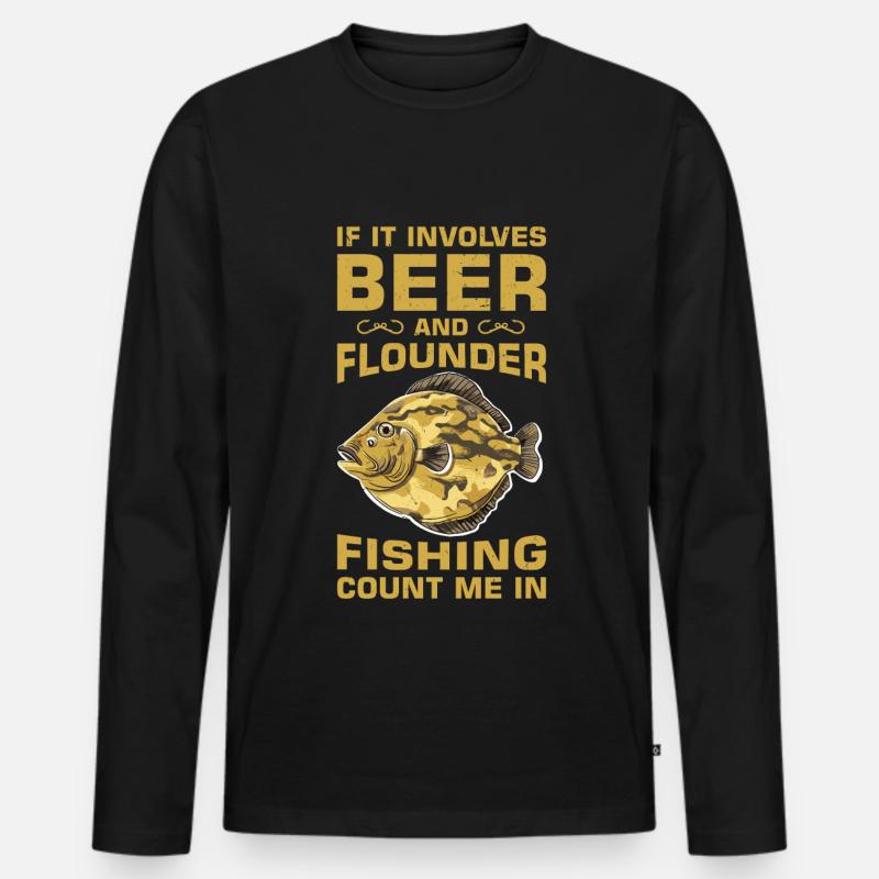 Flunder Fischer Spruch - Männer Premium Bio Langarmshirt - Schwarz