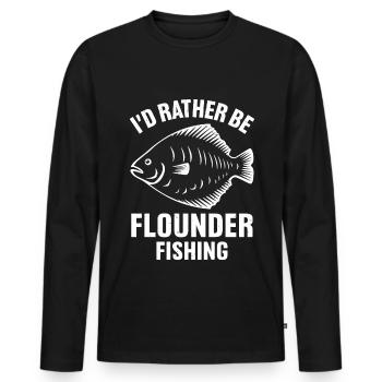 Flunder Fischer Spruch - Männer Premium Bio Langarmshirt - Schwarz - Vorne - Nico (187cm)