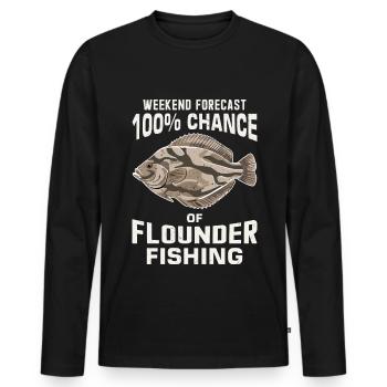 Flunder Fischer Spruch - Männer Premium Bio Langarmshirt - Schwarz - Vorne - Nico (187cm)