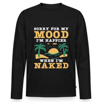 Nudism Saying - Men's Premium Organic Long Sleeve Shirt - black - Front - Nico (187cm)