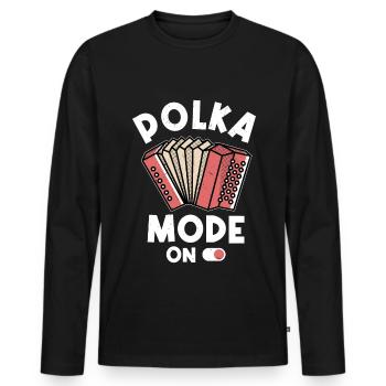 Drôle de dicton polka - T-shirt manches longues Premium bio Homme - noir - Devant - Nico (187cm)