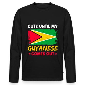 Stolzer Guyanese - Männer Premium Bio Langarmshirt - Schwarz - Vorne - Nico (187cm)