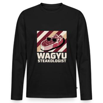 Wagyu Steak - Men's Premium Organic Long Sleeve Shirt - black - Front - Nico (187cm)