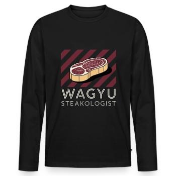 Wagyu Steak - Men's Premium Organic Long Sleeve Shirt - black - Front - Nico (187cm)