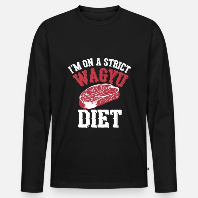 Wagyu Steak - Männer Premium Bio Langarmshirt - Schwarz