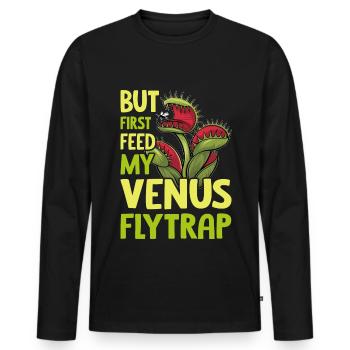 Venus Flytrap Carnivore Plant Design - Men's Premium Organic Long Sleeve Shirt - black - Front - Nico (187cm)