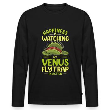 Venus Flytrap Carnivore Plant Design - Men's Premium Organic Long Sleeve Shirt - black - Front - Nico (187cm)
