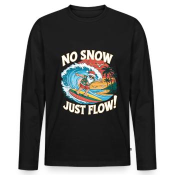 Père Noël Surfeur Plage Noël - T-shirt manches longues Premium bio Homme - noir - Devant - Nico (187cm)