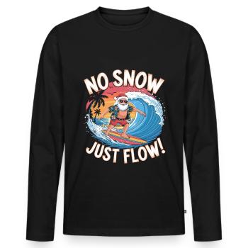 Père Noël Surfeur Plage Noël - T-shirt manches longues Premium bio Homme - noir - Devant - Nico (187cm)