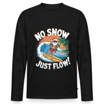 Père Noël Surfeur Plage Noël - T-shirt manches longues Premium bio Homme - noir - Devant - Nico (187cm)