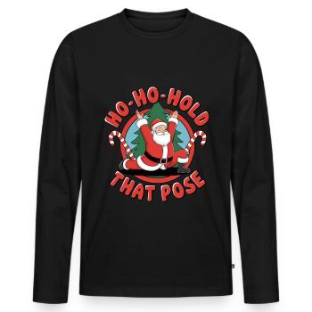 Christmas Yoga Santa Claus - Men's Premium Organic Long Sleeve Shirt - black - Front - Nico (187cm)