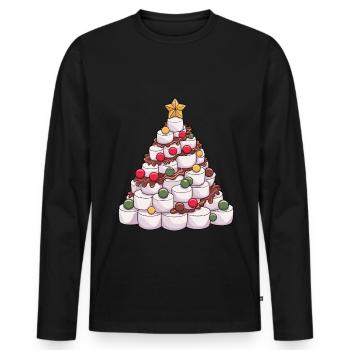 Weihnachten Weihnachtsbaum Marshmallow - Männer Premium Bio Langarmshirt - Schwarz - Vorne - Nico (187cm)