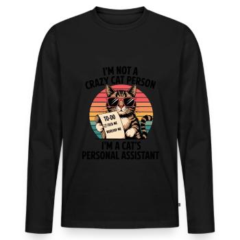 Witziger Katzen Spruch - Männer Premium Bio Langarmshirt - Schwarz - Vorne - Nico (187cm)