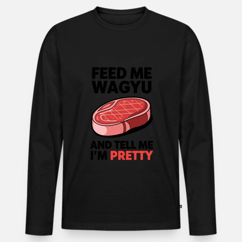 Wagyu Steak - Männer Premium Bio Langarmshirt - Schwarz