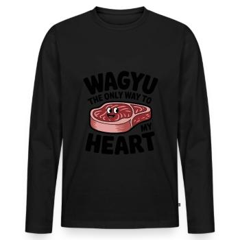 Wagyu Steak - Men's Premium Organic Long Sleeve Shirt - black - Front - Nico (187cm)