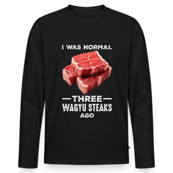 Wagyu Steak - Men's Premium Organic Long Sleeve Shirt - black - Front - Nico (187cm)