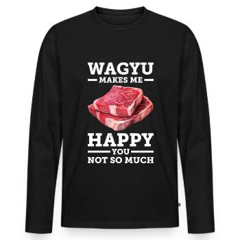 Wagyu Steak - Men's Premium Organic Long Sleeve Shirt - black - Front - Nico (187cm)