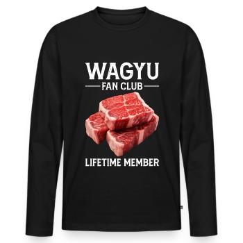 Wagyu Steak - Men's Premium Organic Long Sleeve Shirt - black - Front - Nico (187cm)