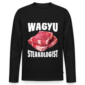 Wagyu Steak - Men's Premium Organic Long Sleeve Shirt - black - Front - Nico (187cm)