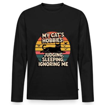 Drôle de dicton de chat - T-shirt manches longues Premium bio Homme - noir - Devant - Nico (187cm)