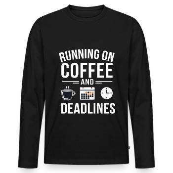 Office Coffee Deadline - Men's Premium Organic Long Sleeve Shirt - black - Front - Nico (187cm)