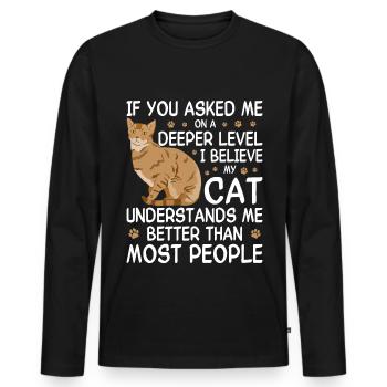 Witziger Katzen Spruch - Männer Premium Bio Langarmshirt - Schwarz - Vorne - Nico (187cm)