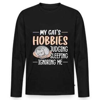 Funny cat saying - Men's Premium Organic Long Sleeve Shirt - black - Front - Nico (187cm)