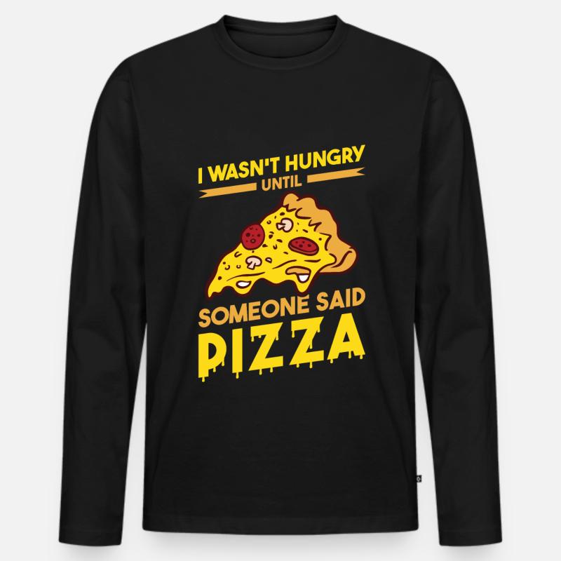 Witziger Pizza Spruch - Männer Premium Bio Langarmshirt - Schwarz