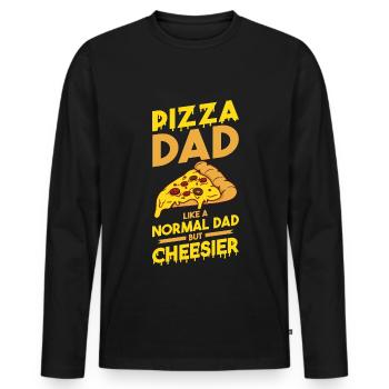 Drôle de dicton de pizza - T-shirt manches longues Premium bio Homme - noir - Devant - Nico (187cm)