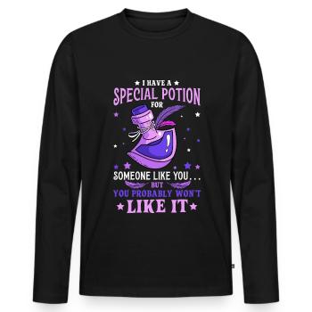 Potion Fantasy Enthusiast RPG Gamer - Men's Premium Organic Long Sleeve Shirt - black - Front - Nico (187cm)