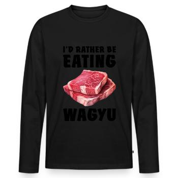 Wagyu Steak - Men's Premium Organic Long Sleeve Shirt - black - Front - Nico (187cm)