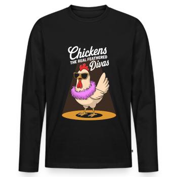 Poulets Poulets - T-shirt manches longues Premium bio Homme - noir - Devant - Nico (187cm)