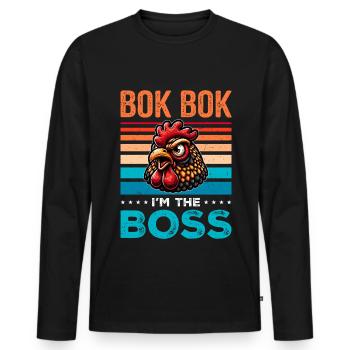 Poulets Poulets - T-shirt manches longues Premium bio Homme - noir - Devant - Nico (187cm)