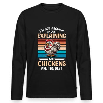 Poulets Poulets - T-shirt manches longues Premium bio Homme - noir - Devant - Nico (187cm)